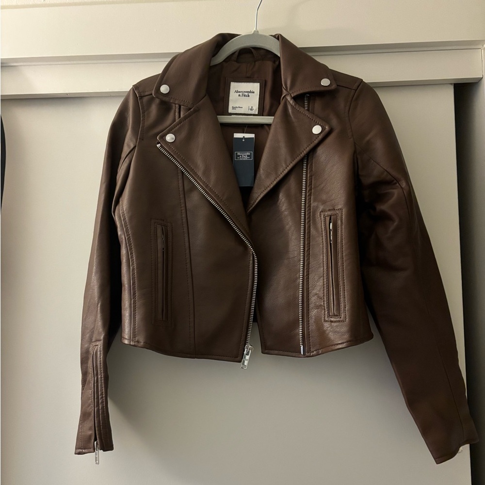 Faux leather abercrombie and fitch jacket